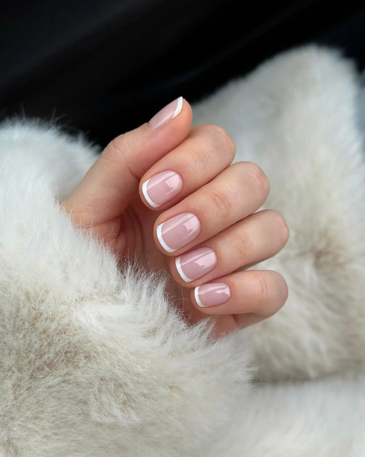 Classic French Tip on Short Square Classic French Tip on Short Square — Neutral Wedding Nails 2027