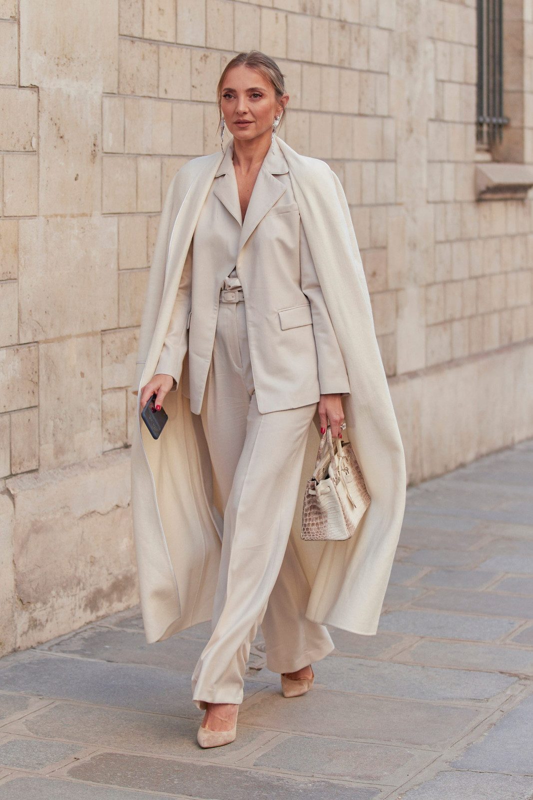 Monochromatic Elegance: Cream Blazer and Flowing Coat Monochromatic Elegance: Cream Blazer and Flowing Coat — Spring Outfits 2027 with Blazer