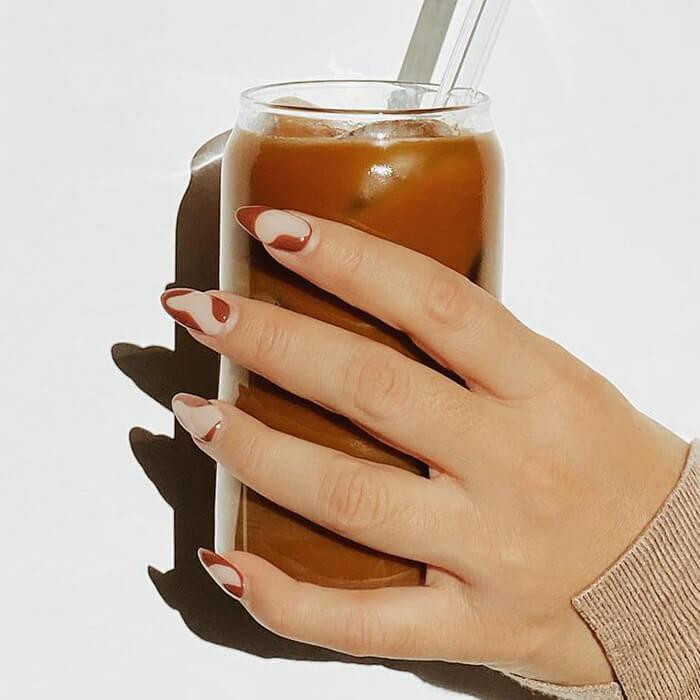 Nude Base Wavy Line Art Almonds — Espresso Nails 2027