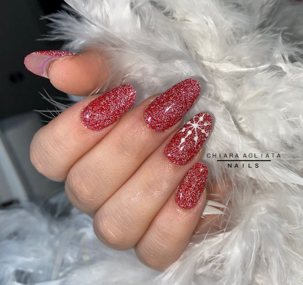 Matte Nude Rose Gold Glitter Snowflake Matte Nude Rose Gold Glitter Snowflake — Glitter Christmas Nails 2026