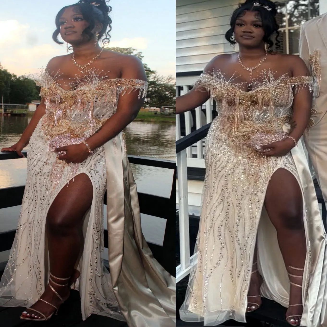 Ivory and Gold Embellished Gown with High Slit for a Grand Birthday Ivory and Gold Embellished Gown with High Slit for a Grand Birthday — Birthday Outfits 2027