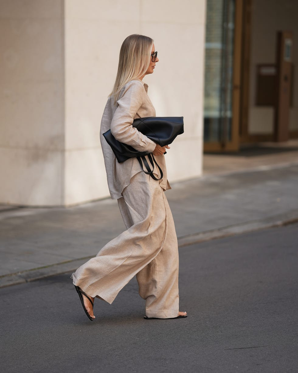Beige Linen Oversized Shirt and Wide-Leg Trousers Beige Linen Oversized Shirt and Wide-Leg Trousers — Linen Outfits 2027