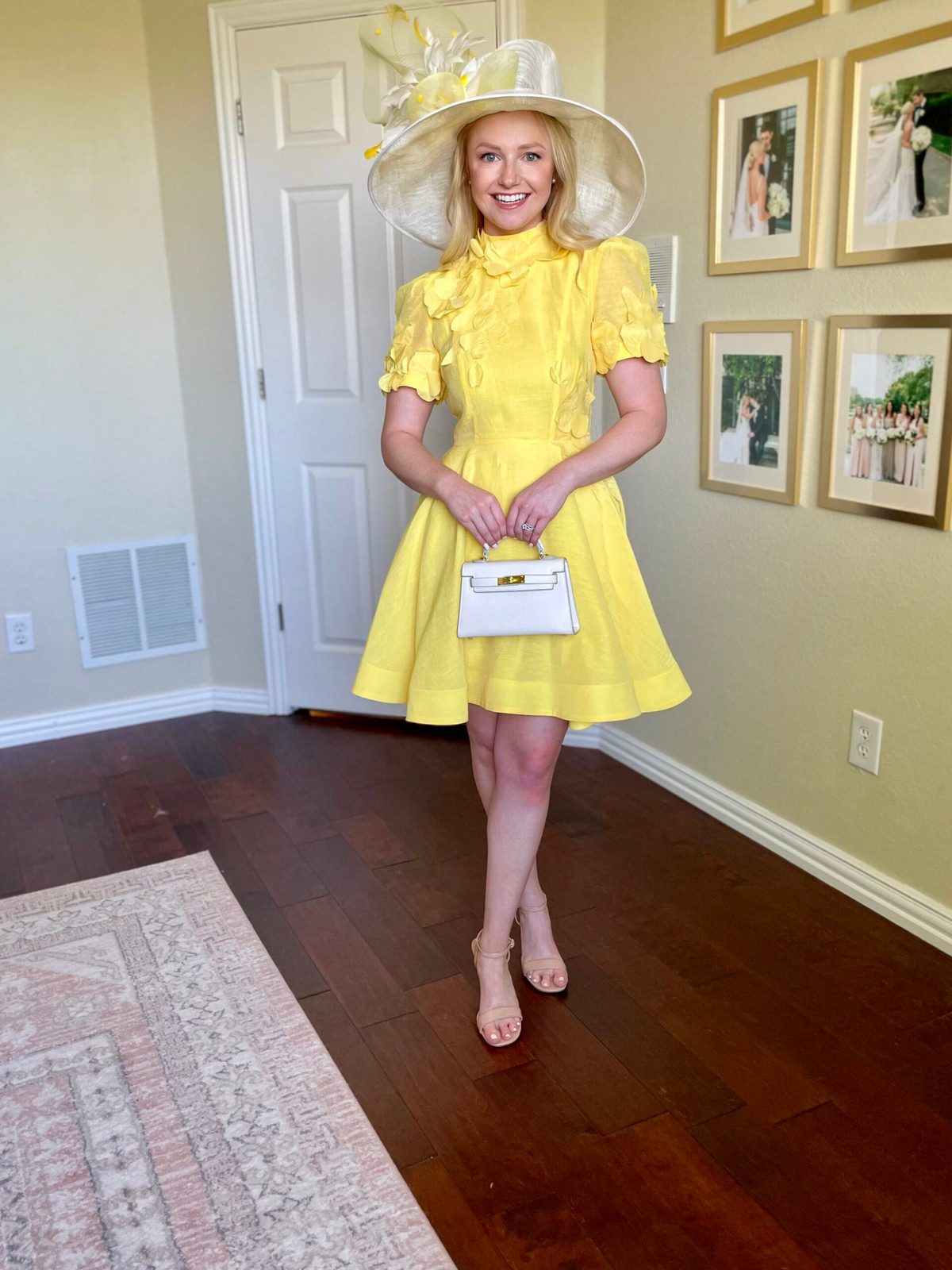 Yellow Mini Dress with Oversized Straw Hat for Sunny Derby Days Yellow Mini Dress with Oversized Straw Hat for Sunny Derby Days — Derby Outfits 2027