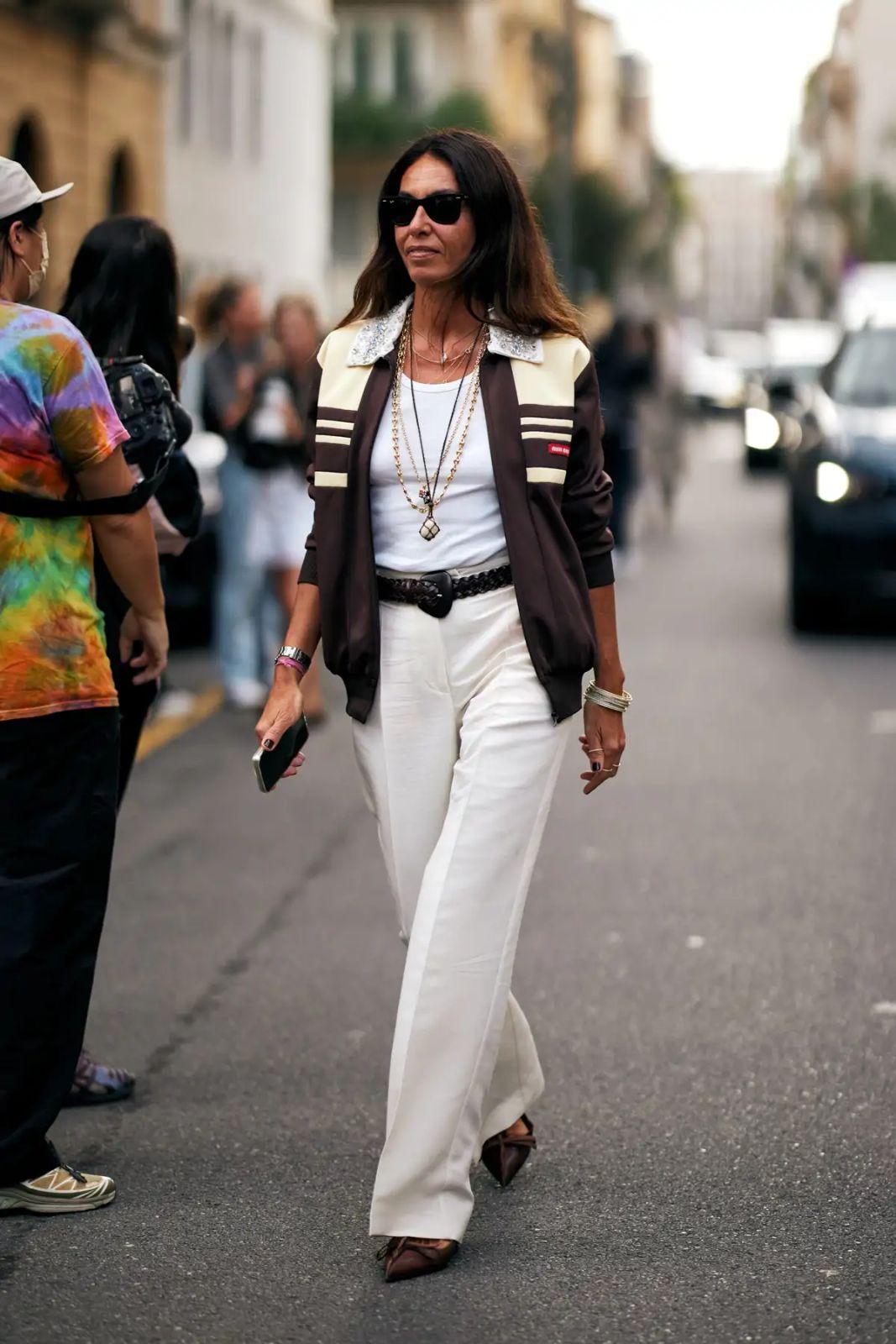 Oversized Grey Pinstripe Suit with Lace Trim Trousers Oversized Grey Pinstripe Suit with Lace Trim Trousers — Italy Outfits 2027