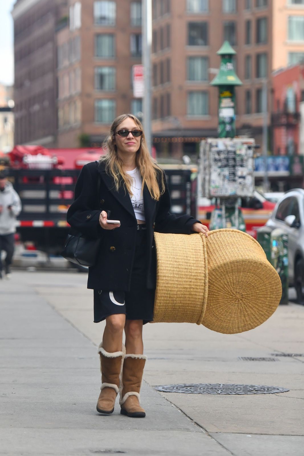 Fur-Trimmed Uggs with Oversized Coat and Mini Skirt Fur-Trimmed Uggs with Oversized Coat and Mini Skirt — Uggs Outfits 2027
