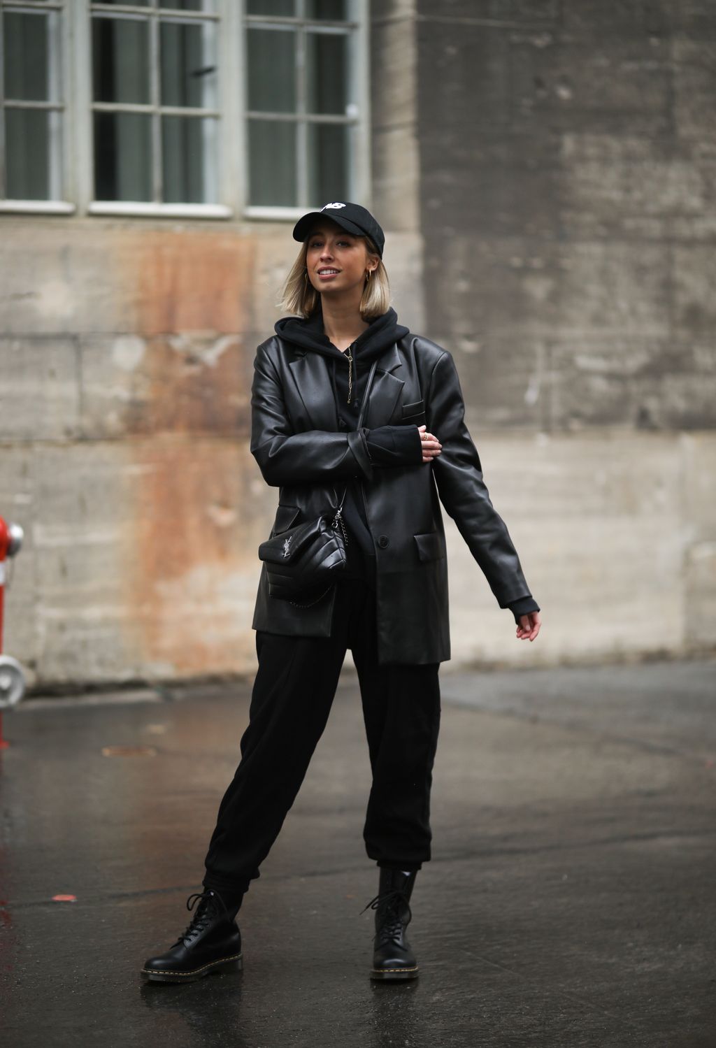 All-Black Ensemble: Dr. Martens Boots with Leather Blazer and Joggers All-Black Ensemble: Dr. Martens Boots with Leather Blazer and Joggers — Doc Martens Outfits 2027