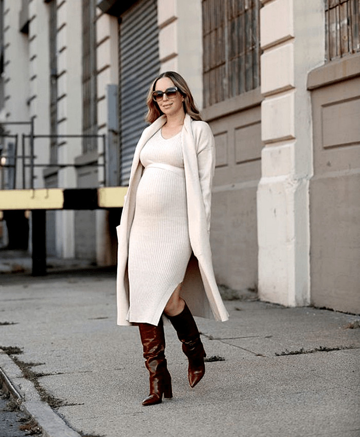 Edgy Maternity Glam: Black Dress with Bolero and Cut-Out Detail Edgy Maternity Glam: Black Dress with Bolero and Cut-Out Detail — Maternity Outfits 2027