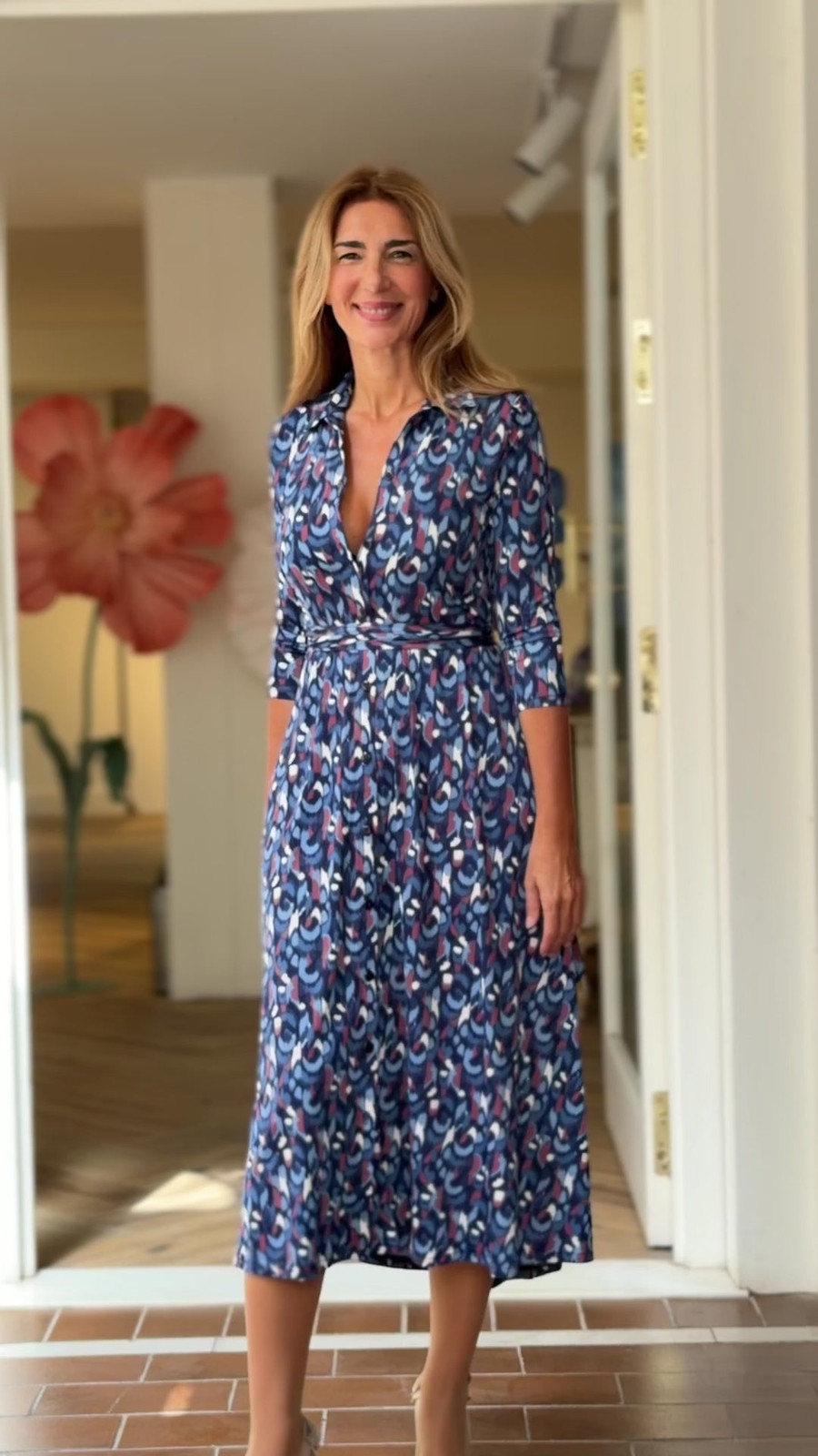 Blue Ikat Wrap Dress for Day to Evening Blue Ikat Wrap Dress for Day to Evening — Summer Outfits 2027 for Women Over 50