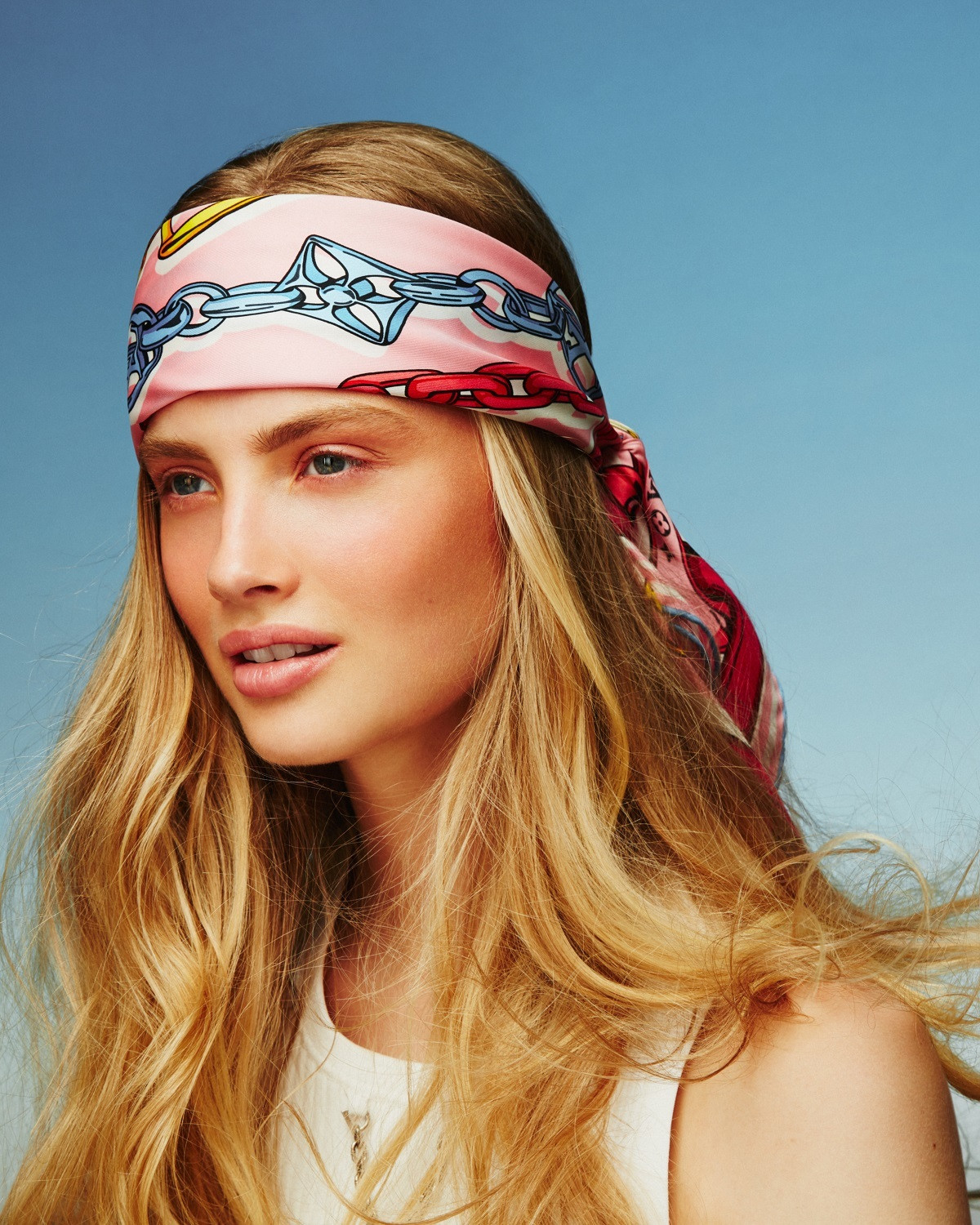 Ash Blonde Waves With Printed Scarf Ash Blonde Waves With Printed Scarf — Cruise Hairstyles 2027