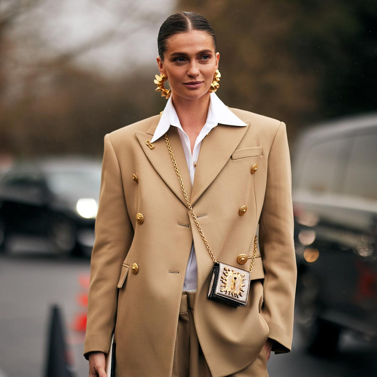 Powerful Professionalism: Camel Blazer with Gold Accents Powerful Professionalism: Camel Blazer with Gold Accents — Spring Outfits 2027 with Blazer