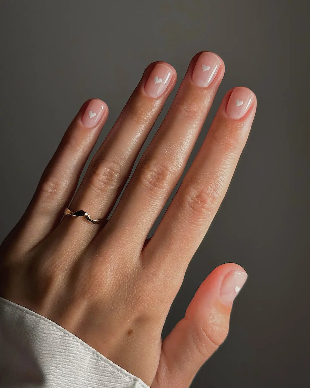 Sheer Nude Heart Art Short Rounded Square Sheer Nude Heart Art Short Rounded Square — Nude Wedding Nails 2027