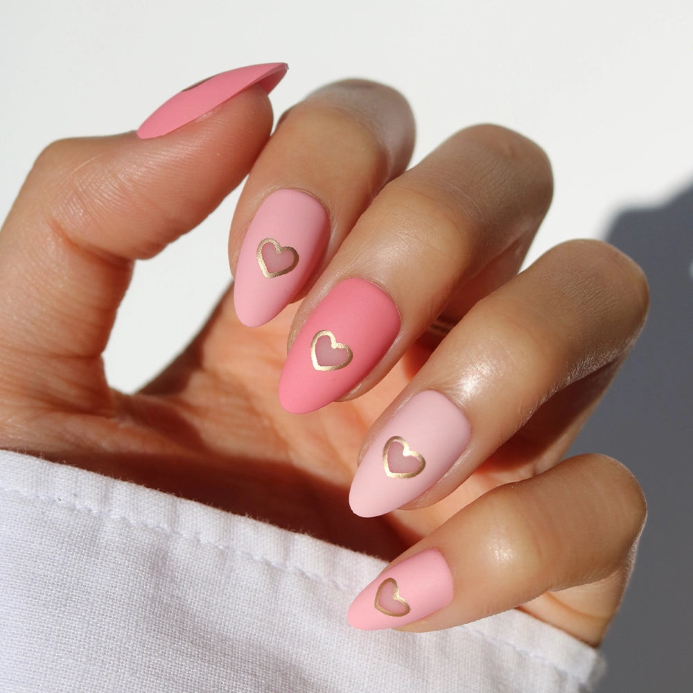 Gold Heart Decals On Accent Nails Visual Idea Gold Heart Decals On Accent Nails Visual Idea — Matte Nails 2027