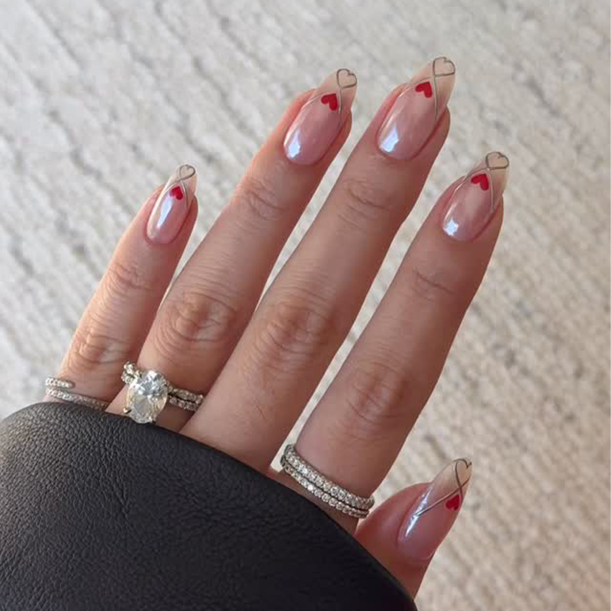 Small Red Hearts And Thin Gold Lines Visual Idea Small Red Hearts And Thin Gold Lines Visual Idea — Valentines French Tip Nails 2027