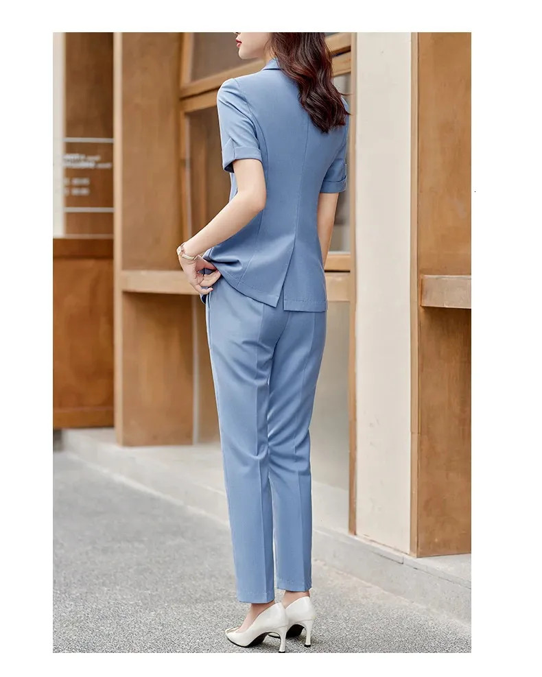 Sky Blue Short Sleeve Suit for Polished Workwear Sky Blue Short Sleeve Suit for Polished Workwear — Sky Blue Outfits 2027
