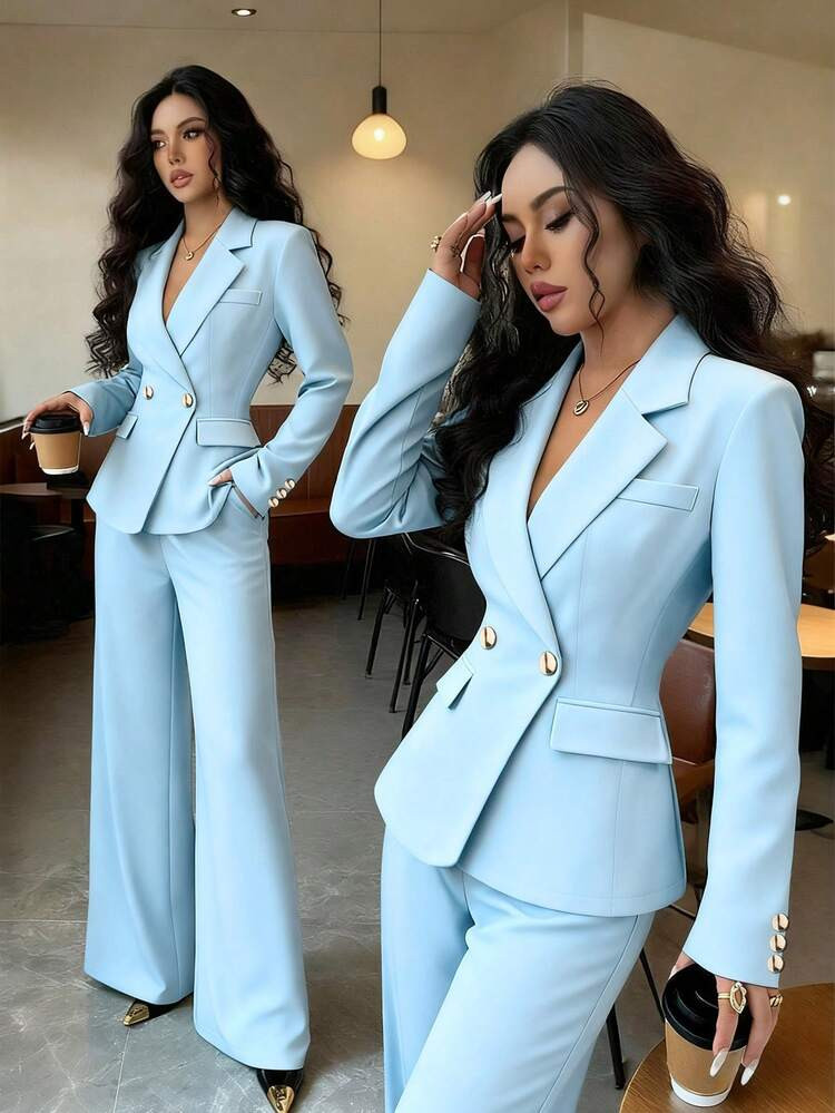 Sophisticated Baby Blue Double-Breasted Suit for Professional Settings Sophisticated Baby Blue Double-Breasted Suit for Professional Settings — Baby Blue Outfits 2027