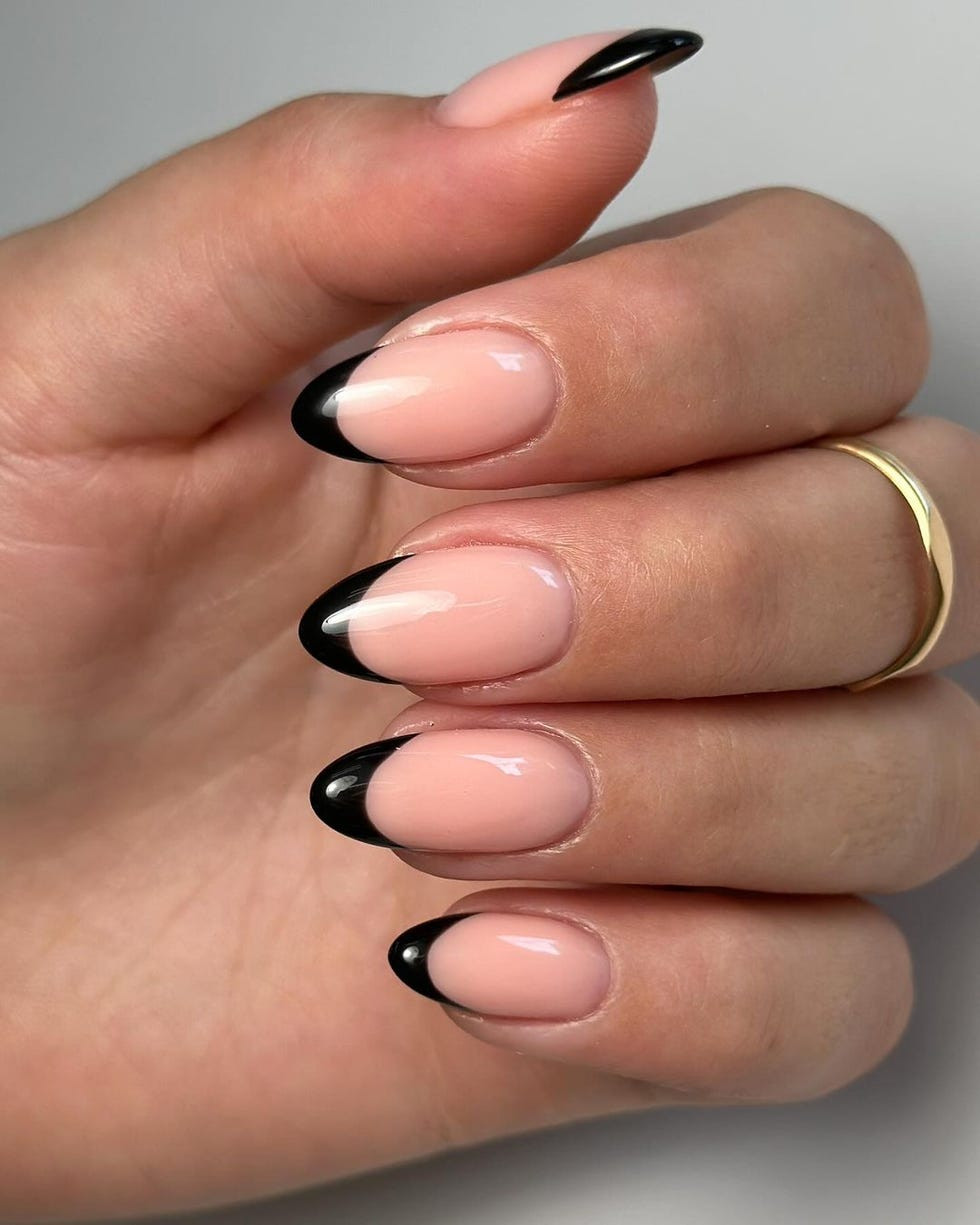 Black French Tips On All Visible Nails Visual Idea — French Tip Nails 2027