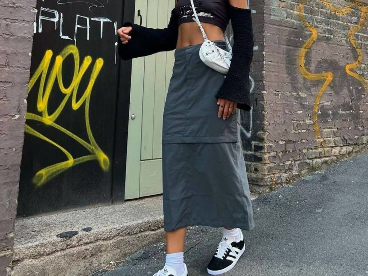 Black And White Sneakers Outfit Idea Black And White Sneakers Outfit Idea — Cargo Skirt Outfits 2027
