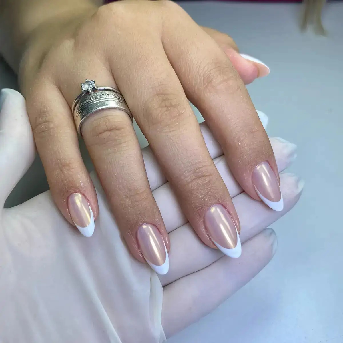 Thin Gold Lines On Tips Visual Idea Thin Gold Lines On Tips Visual Idea — Bridesmaid Nails Pink 2027