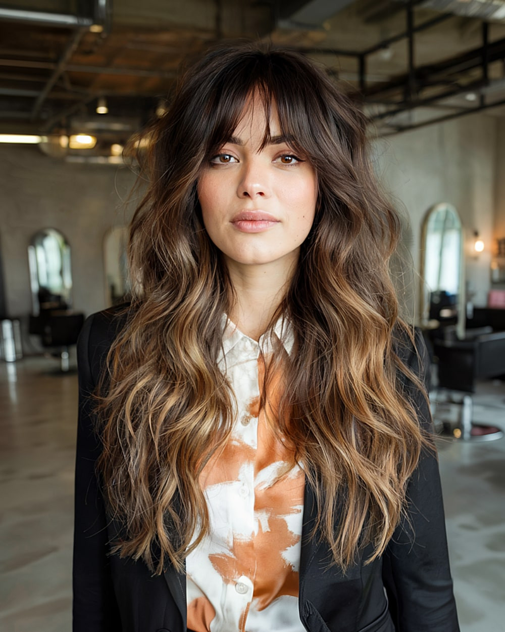 Mid-Back Layers With Wispy Balayage Bangs Mid-Back Layers With Wispy Balayage Bangs — Bangs 2027 for Thick Hair