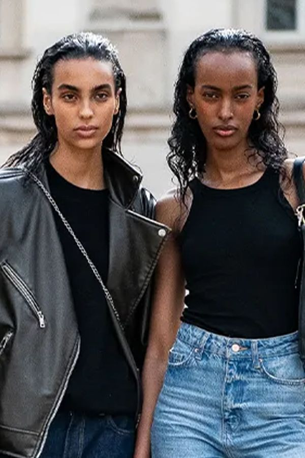 Blue Skinny Jeans with Leather Biker Jacket for an Urban Edge — Scene Skinny Jeans Outfits 2027