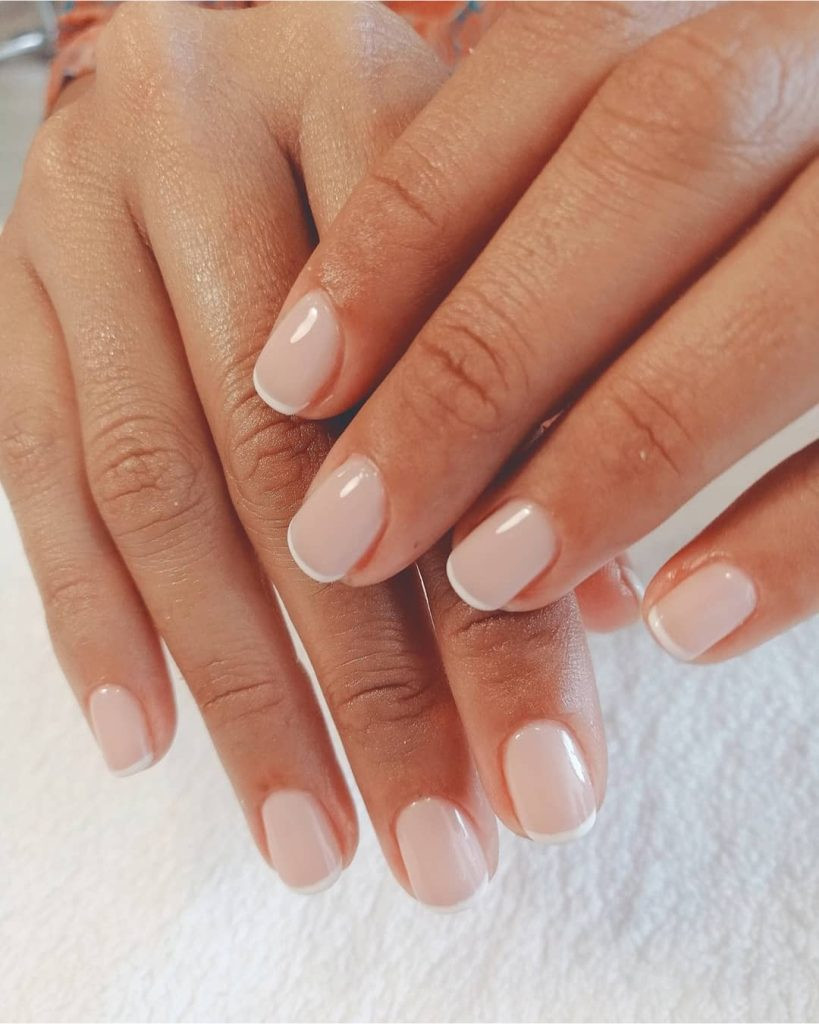 Classic Sheer Nude Pink French — Short Wedding Nails 2027