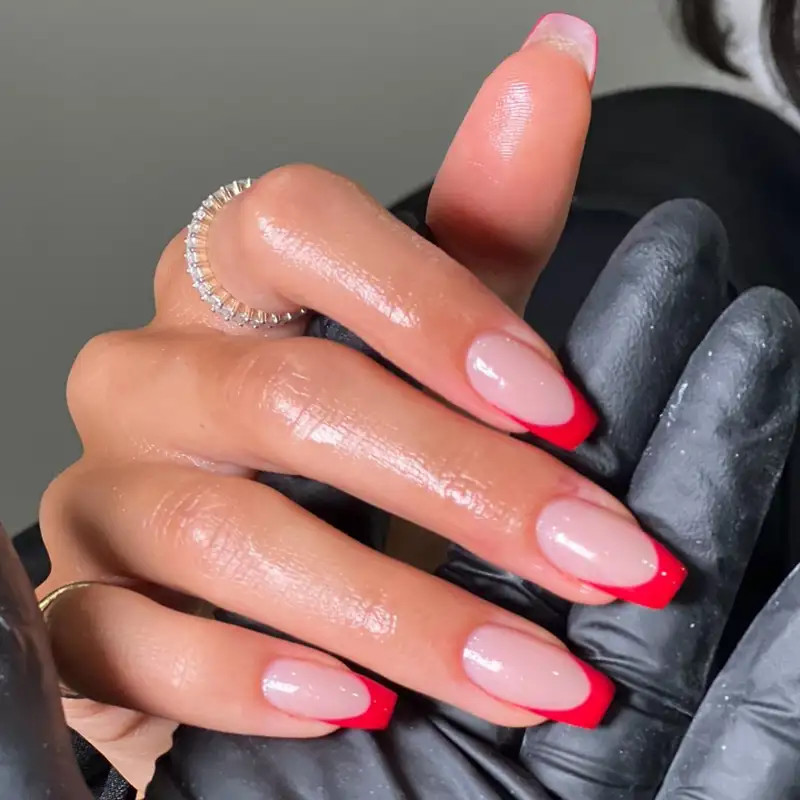Red French Tips On All Fingernails Visual Idea Red French Tips On All Fingernails Visual Idea — Nails 2027 for Red Dress