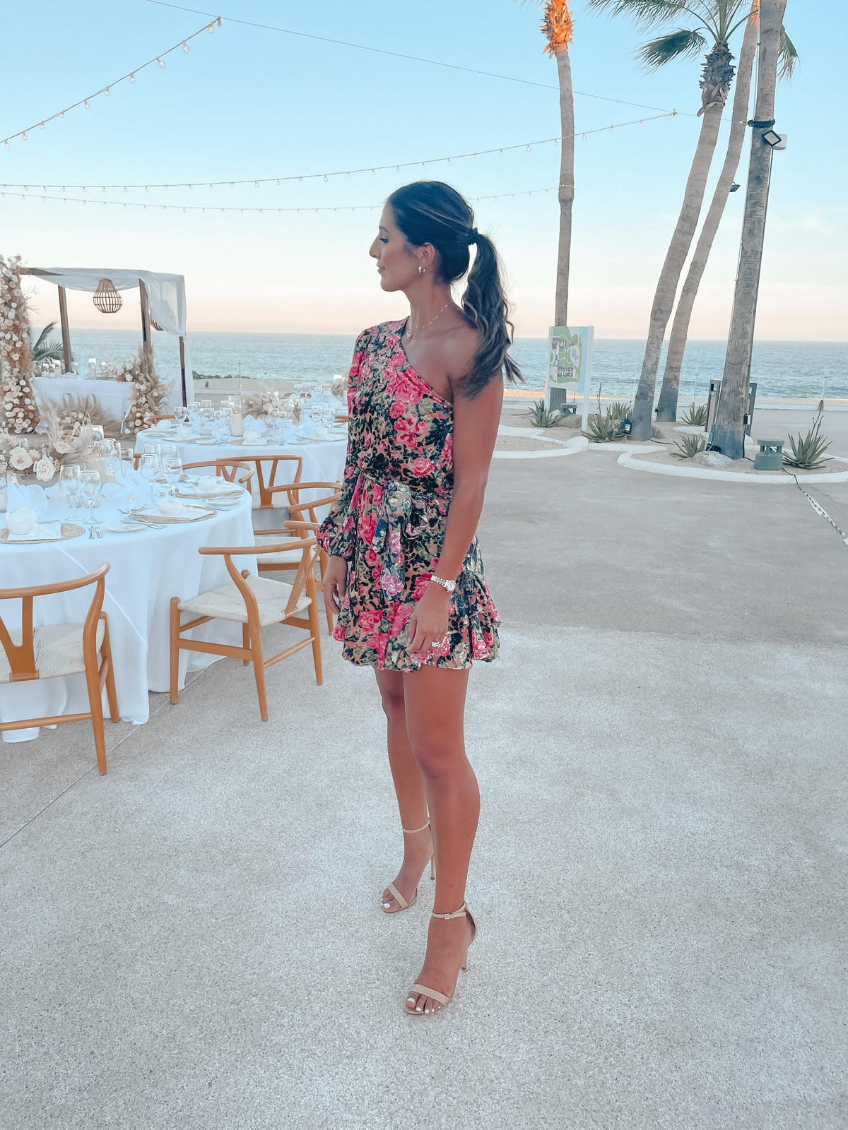 Floral One-Shoulder Mini Dress for Evening Resort Charm Floral One-Shoulder Mini Dress for Evening Resort Charm — Cabo Outfits 2027