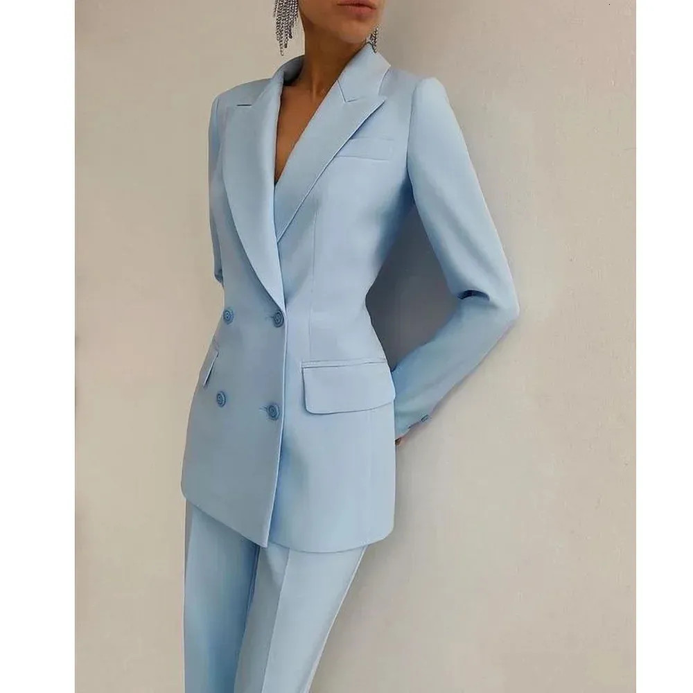 Polished Sky Blue Double-Breasted Suit for Office Polished Sky Blue Double-Breasted Suit for Office — Sky Blue Outfits 2027