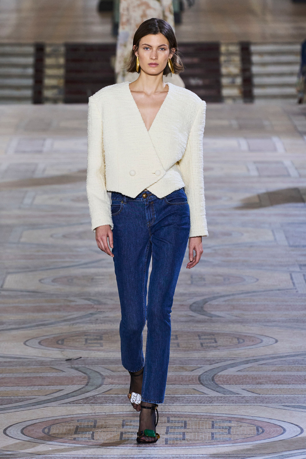 Structured Chic: Cream Jacket and Embellished Heels Structured Chic: Cream Jacket and Embellished Heels — Skinny Jeans Outfits 2027