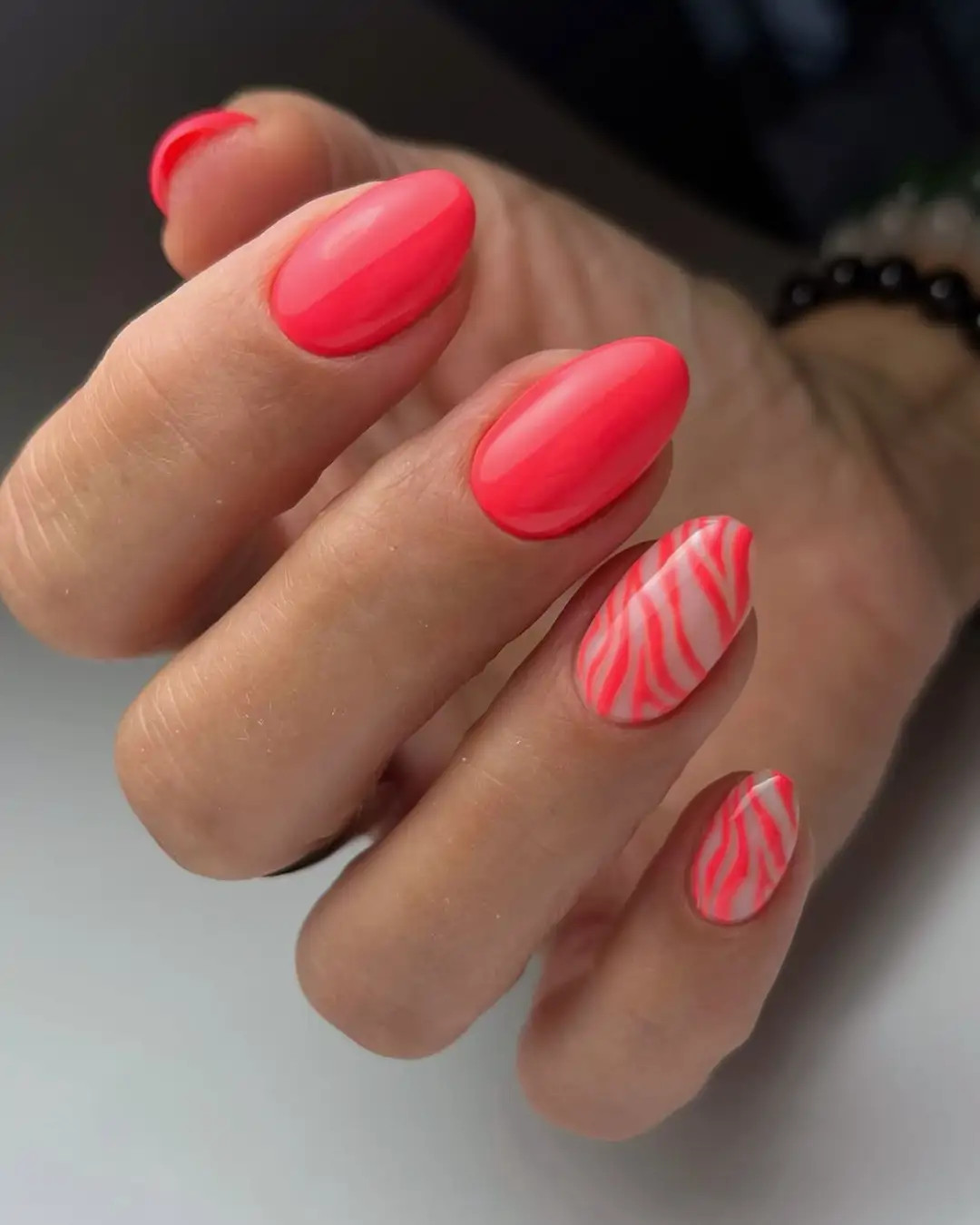 Zebra Print On Accent Nails Visual Idea — Coral Nails 2027