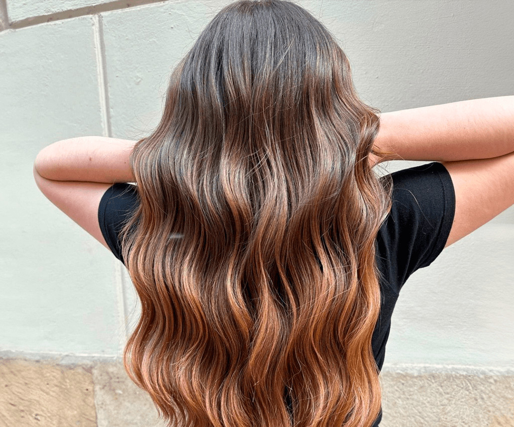 Dark Brown With Copper Rose Gold Ombre Dark Brown With Copper Rose Gold Ombre — Sombre Hair 2027