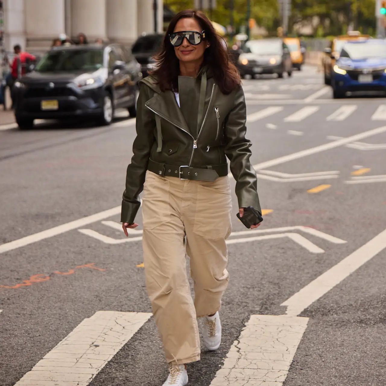 Leather Jacket and Cargo Pants Leather Jacket and Cargo Pants — New Balance Outfits 2027