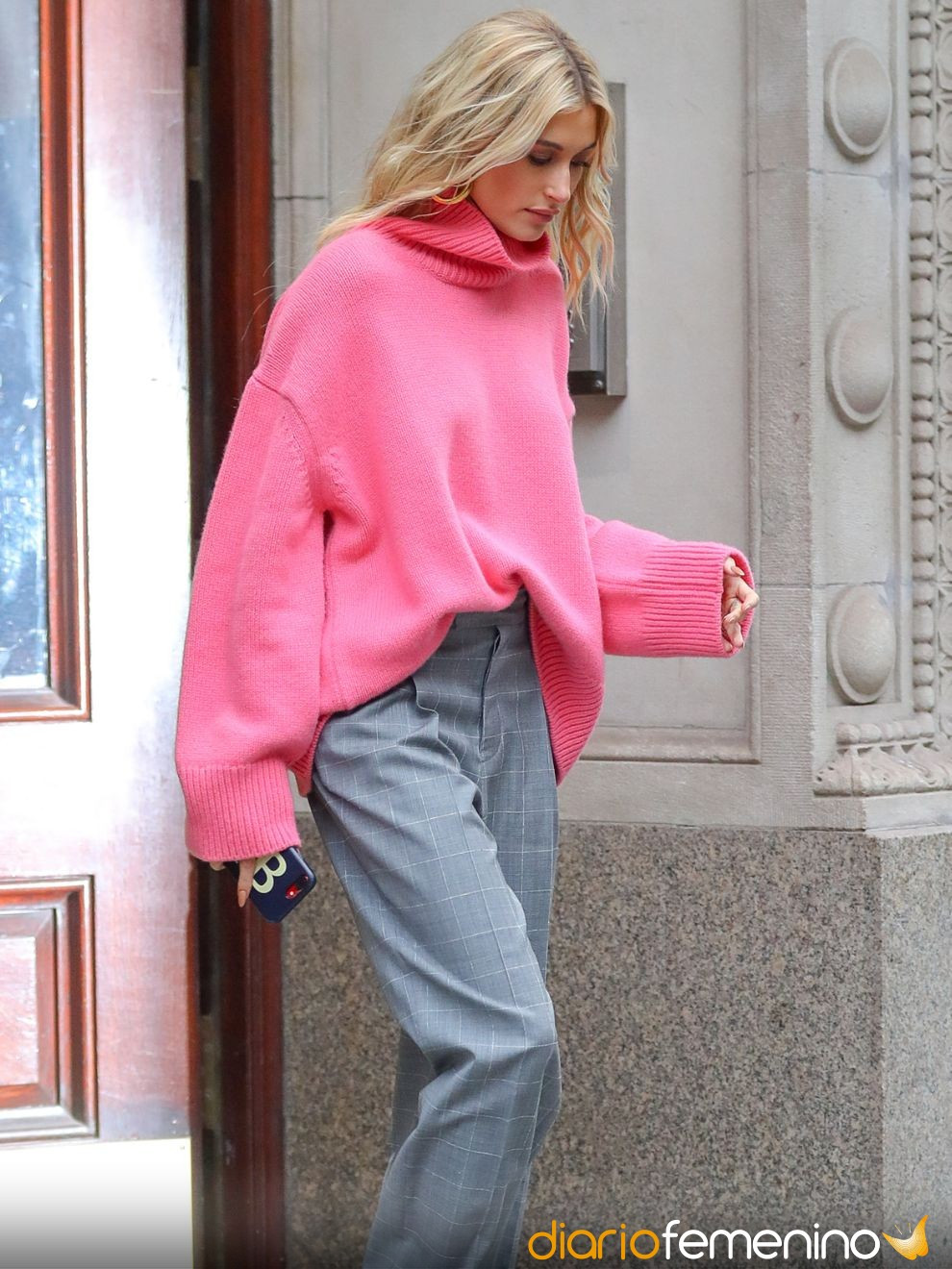 Bright Pink Turtleneck with Plaid Trousers Bright Pink Turtleneck with Plaid Trousers — Oversized Sweater Outfits 2027