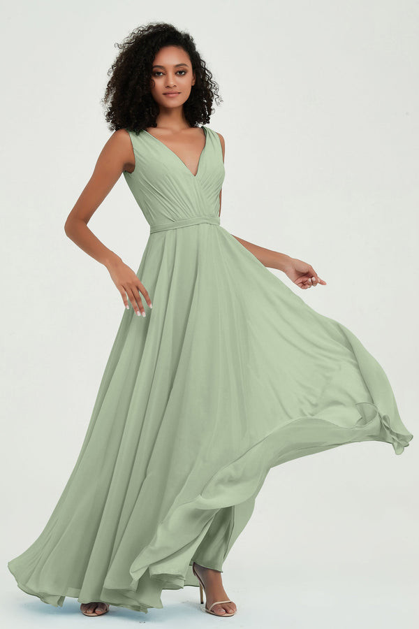 Sage Green Chiffon Dress with Empire Waist Sage Green Chiffon Dress with Empire Waist — Modest Dresses 2027