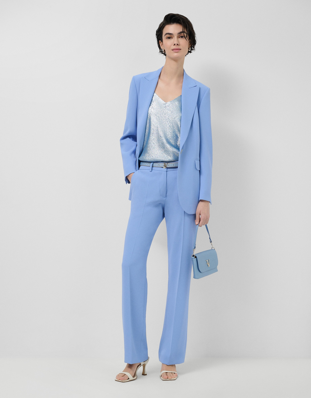Baby Blue Blazer with Sequined Camisole for a Glamorous Evening Look Baby Blue Blazer with Sequined Camisole for a Glamorous Evening Look — Baby Blue Outfits 2027