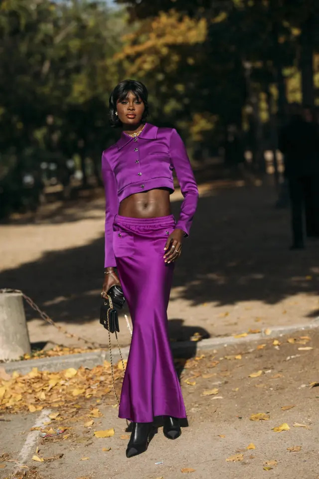 Purple Satin Cropped Shirt Outfit Idea Purple Satin Cropped Shirt Outfit Idea — Slip Skirts 2027