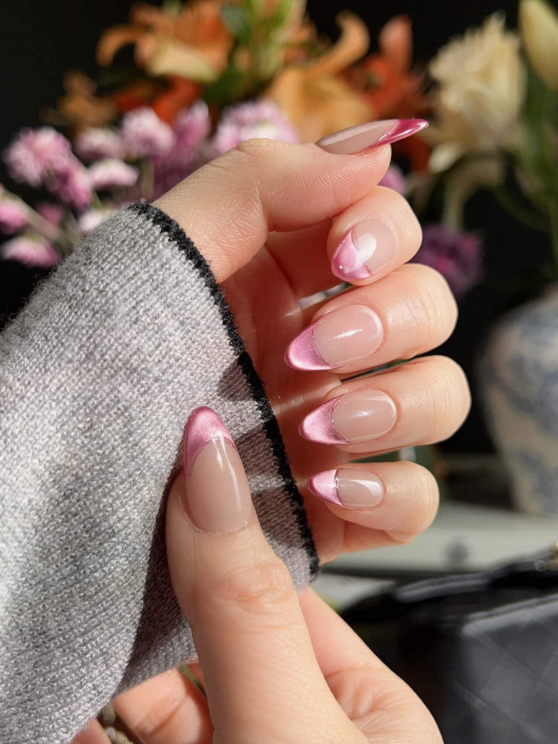 Sheer Pink Marble Tip French Sheer Pink Marble Tip French — Graduation Nails 2027