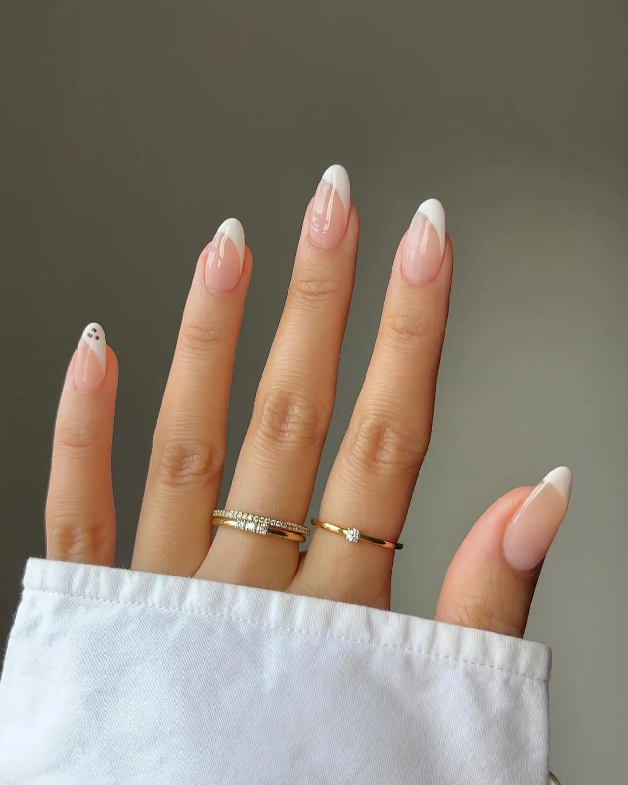 French Tips Dots On Accent Nail Visual Idea — Wedding French Tip Nails 2027