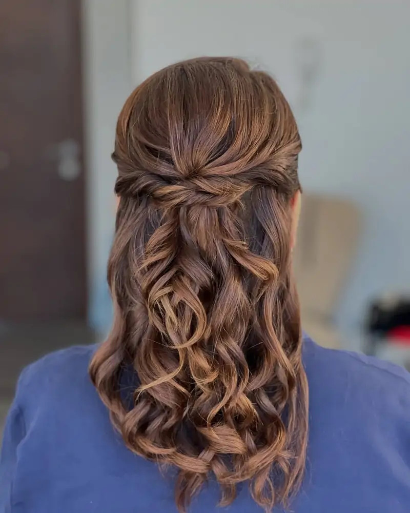 Medium Brown Half-Up Twisted Style Medium Brown Half-Up Twisted Style — Hairstyles 2027 for Women Over 60