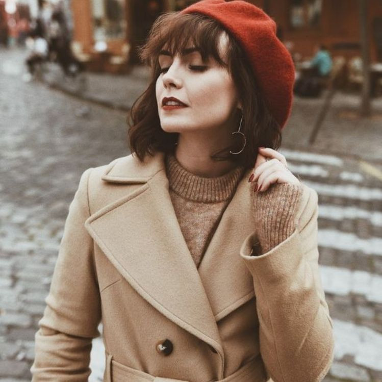 Warm Neutrals: Red Beret with Beige Trench and Knit Warm Neutrals: Red Beret with Beige Trench and Knit — Beret Outfits 2027