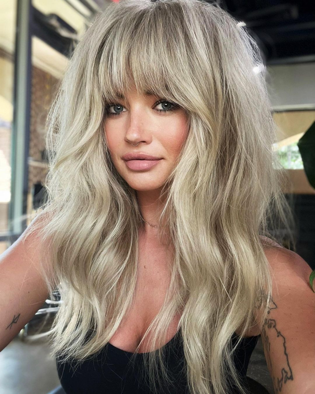 Ash Blonde Shaggy Cut With Textured Bangs Ash Blonde Shaggy Cut With Textured Bangs — Bangs 2027 for Thick Hair