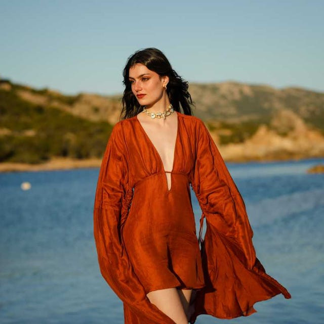 Burnt Orange Mini Dress with Dramatic Bell Sleeves Burnt Orange Mini Dress with Dramatic Bell Sleeves — Beach Dresses 2027