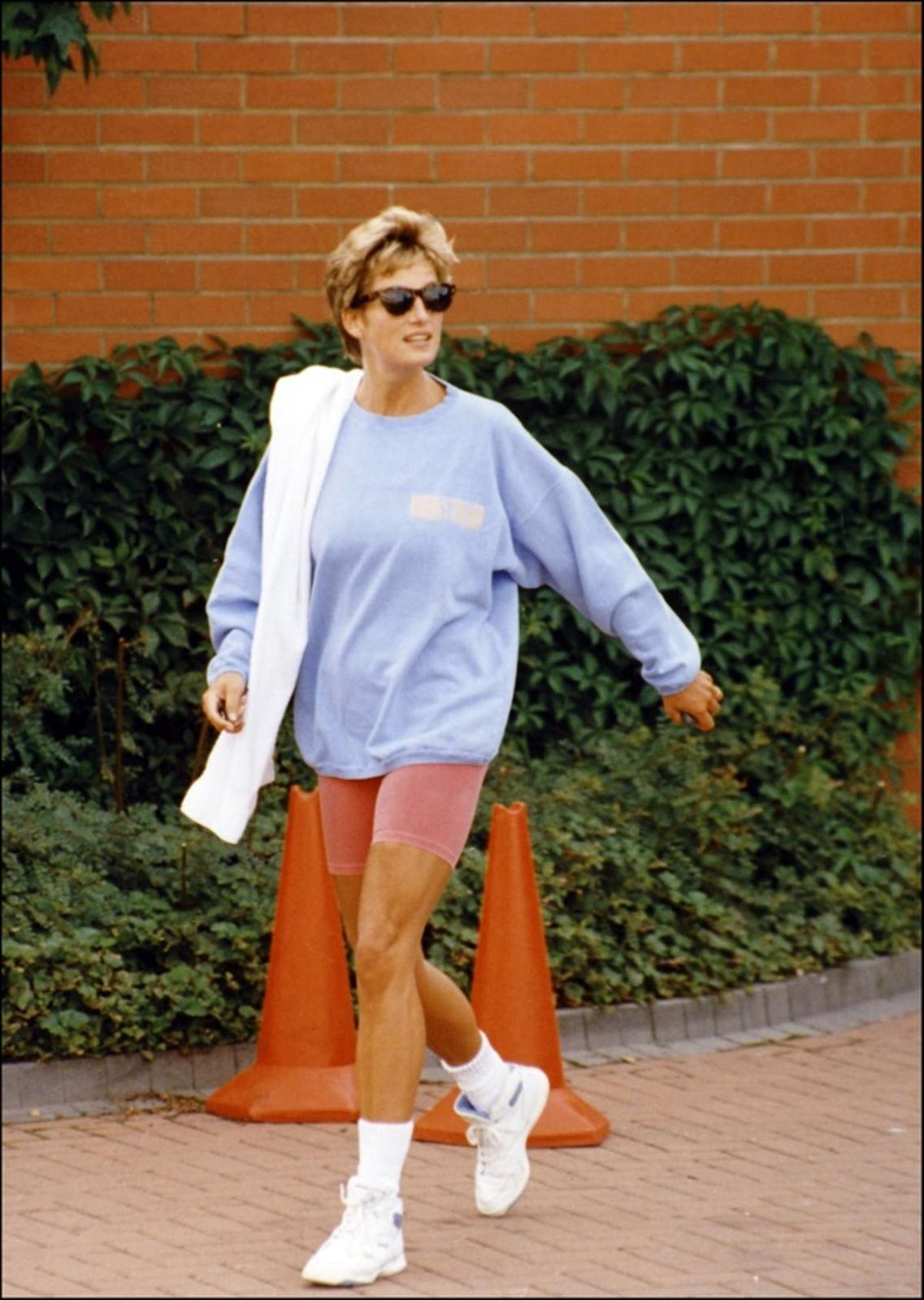 Sporty Icon: Pink Biker Shorts with Light Blue Sweatshirt — Biker Shorts Outfits 2027