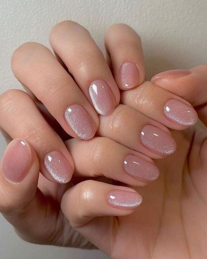 Gold Cuticle Line Milky White Nails Gold Cuticle Line Milky White Nails — Round Nails 2027