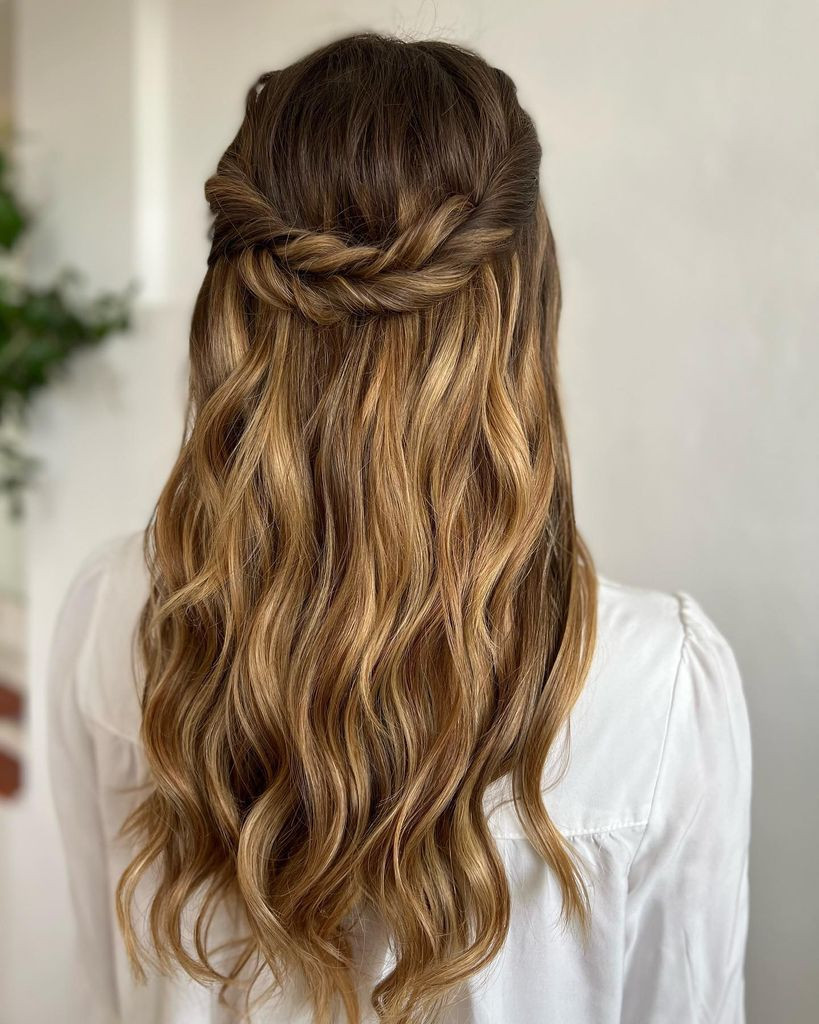 Loose Waves With Crown Braid Accent Loose Waves With Crown Braid Accent — Church Hairstyles 2027