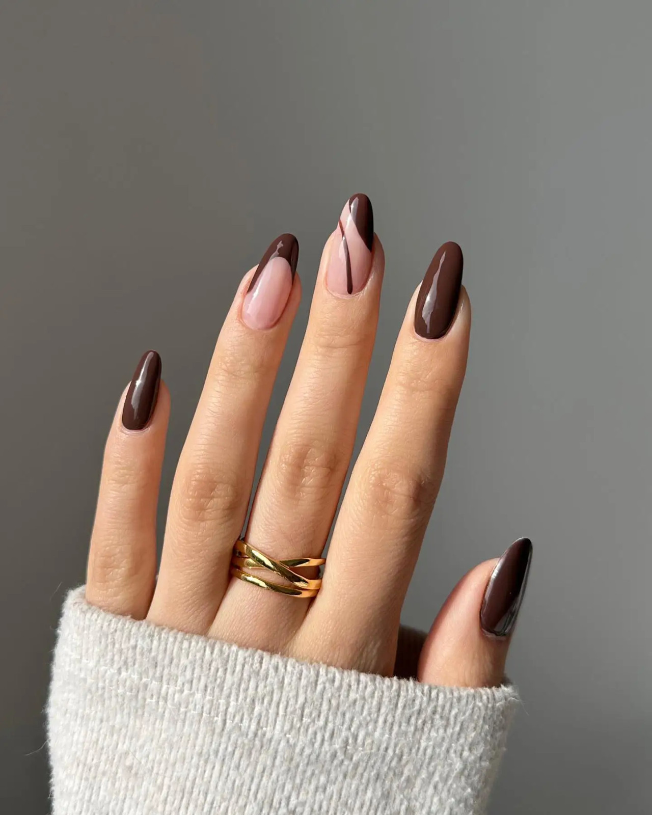 Sheer Pink Swirls Almond Nails — Espresso Nails 2027