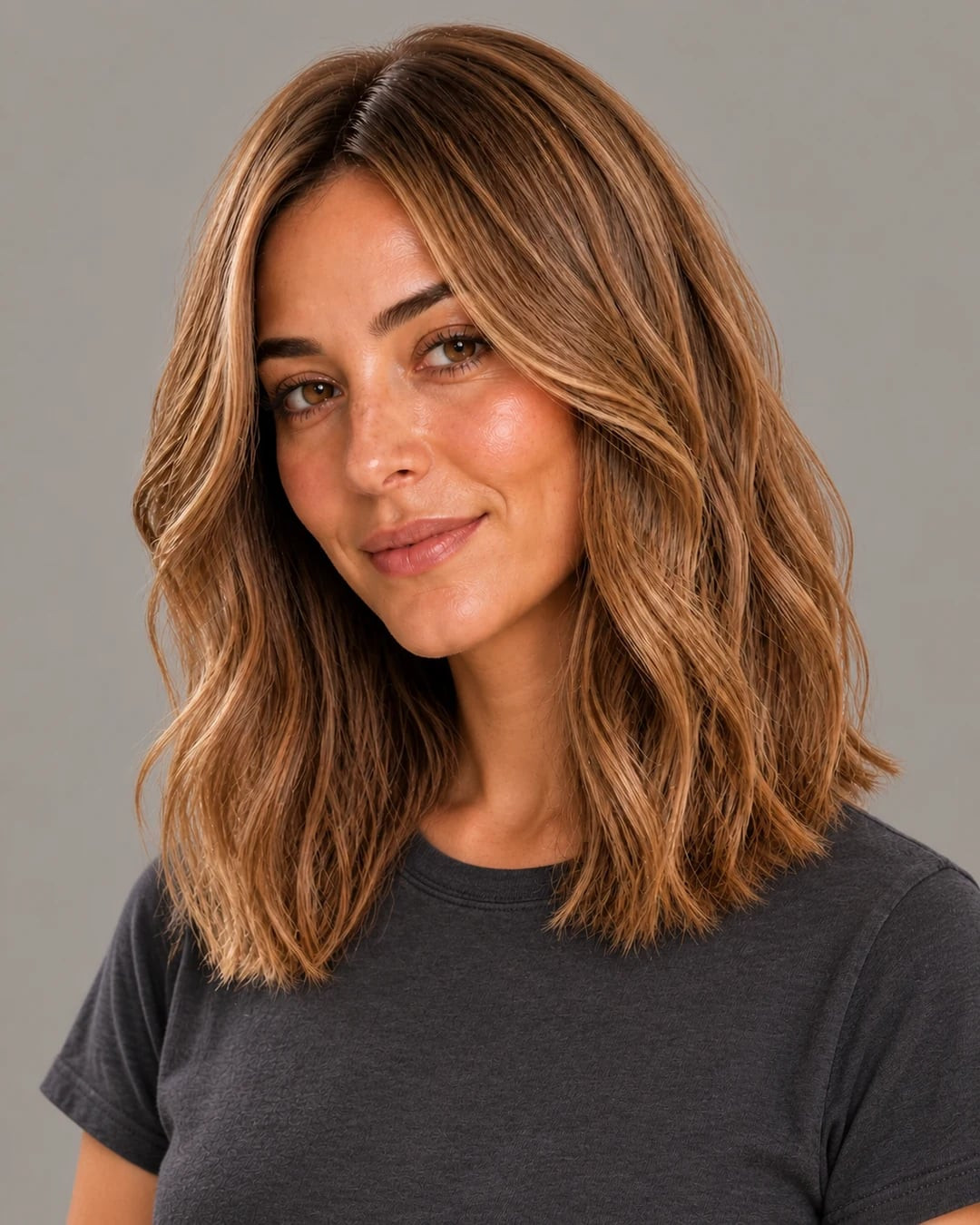 Chin-Length Honey Caramel Lob — Honey Brown Hair 2027