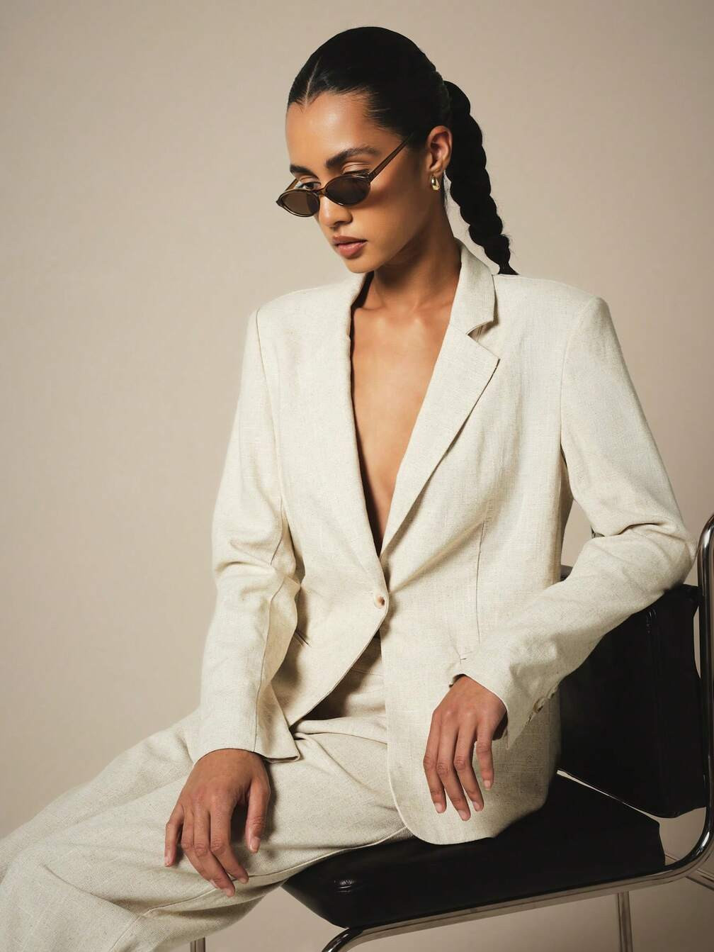 Effortless Linen Suit: Cream Blazer and Trousers for a Chic Office Day — Summer Work Outfits 2027