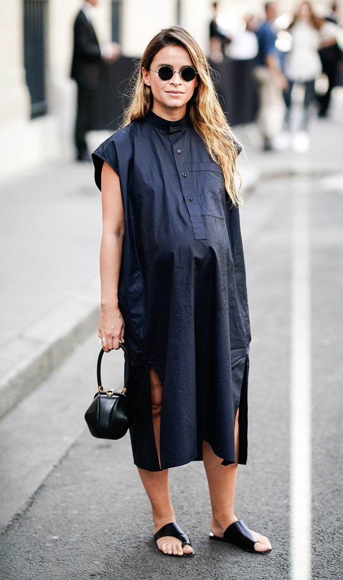 Casual Maternity Essential: Oversized Navy Shirt Dress Casual Maternity Essential: Oversized Navy Shirt Dress — Maternity Outfits 2027