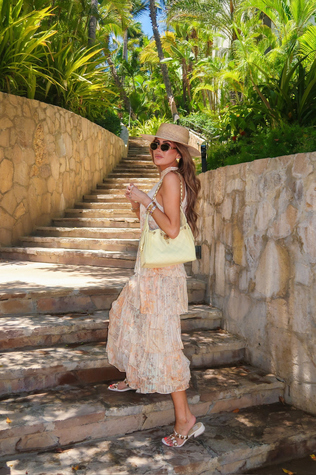 Pastel Print Tiered Midi Dress for Daytime Exploration Pastel Print Tiered Midi Dress for Daytime Exploration — Cabo Outfits 2027